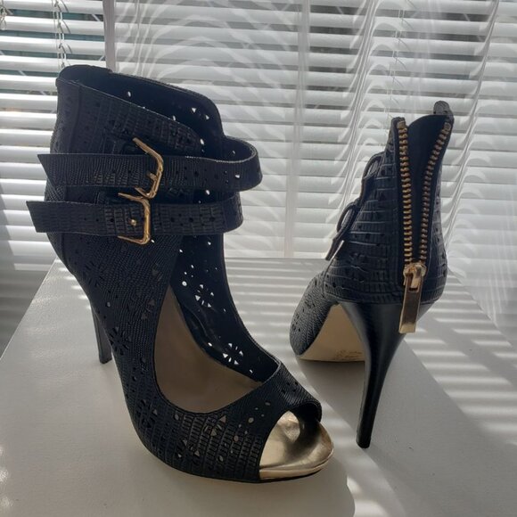 BNWOT Black and gold Crochet style Aldo heels BRAND NEW Size 8 - Picture 2 of 6